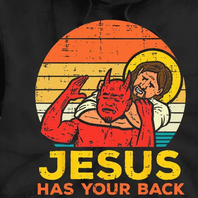 Jesus Has Your Back Jiu Jitsu Retro Christian Tie Dye Hoodie