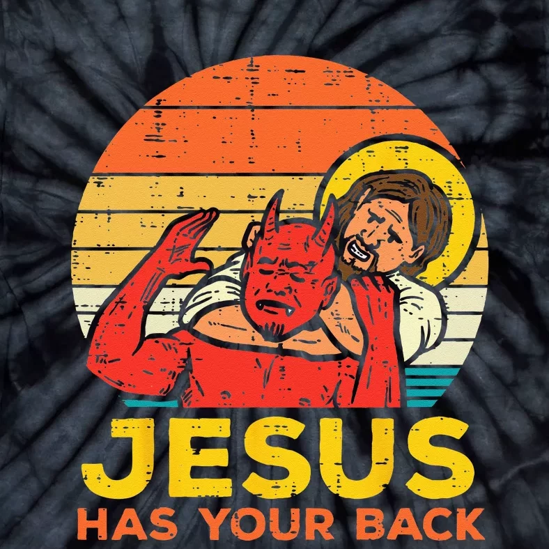 Jesus Has Your Back Jiu Jitsu Retro Christian Tie-Dye T-Shirt