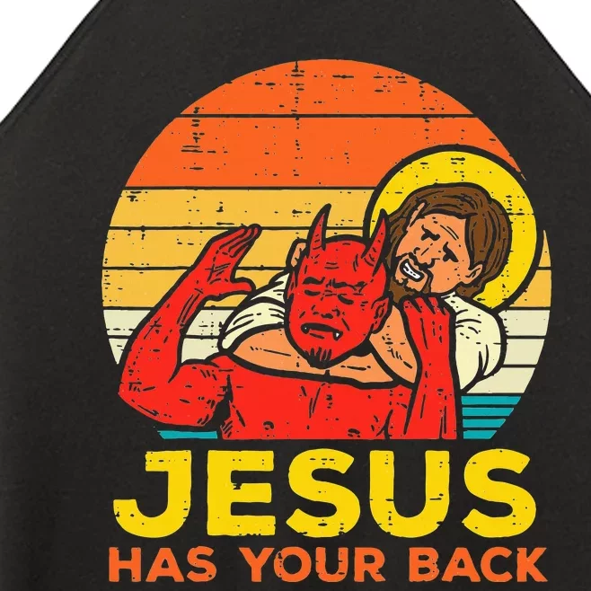 Jesus Has Your Back Jiu Jitsu Retro Christian Women’s Perfect Tri Rocker Tank