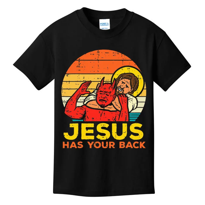 Jesus Has Your Back Jiu Jitsu Retro Christian Kids T-Shirt