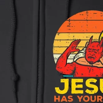 Jesus Has Your Back Jiu Jitsu Retro Christian Full Zip Hoodie