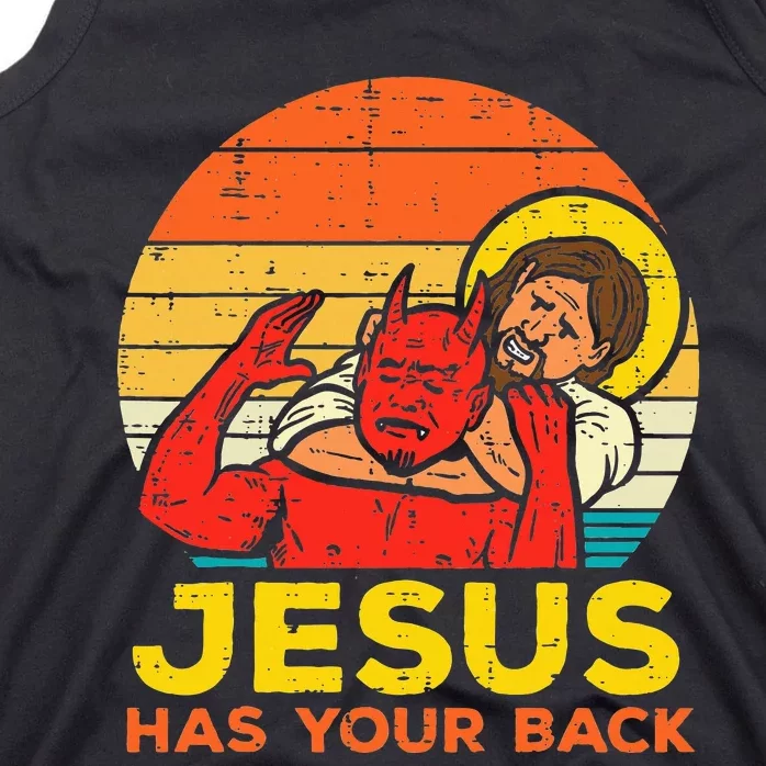 Jesus Has Your Back Jiu Jitsu Retro Christian Tank Top