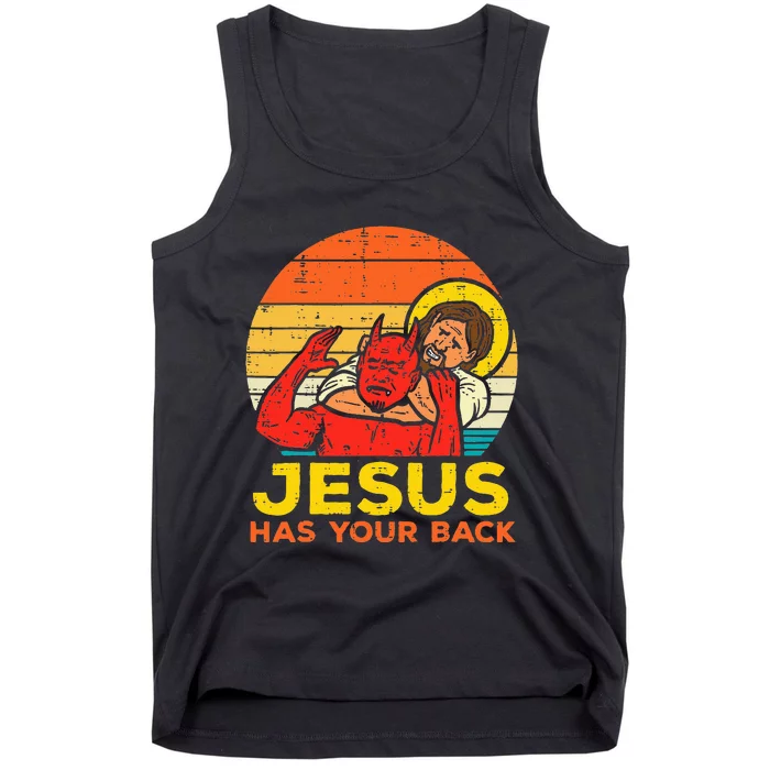 Jesus Has Your Back Jiu Jitsu Retro Christian Tank Top