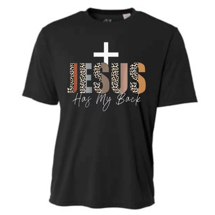 Jesus Has Your Back Jiu Jitsu Leopard Christian Cooling Performance Crew T-Shirt