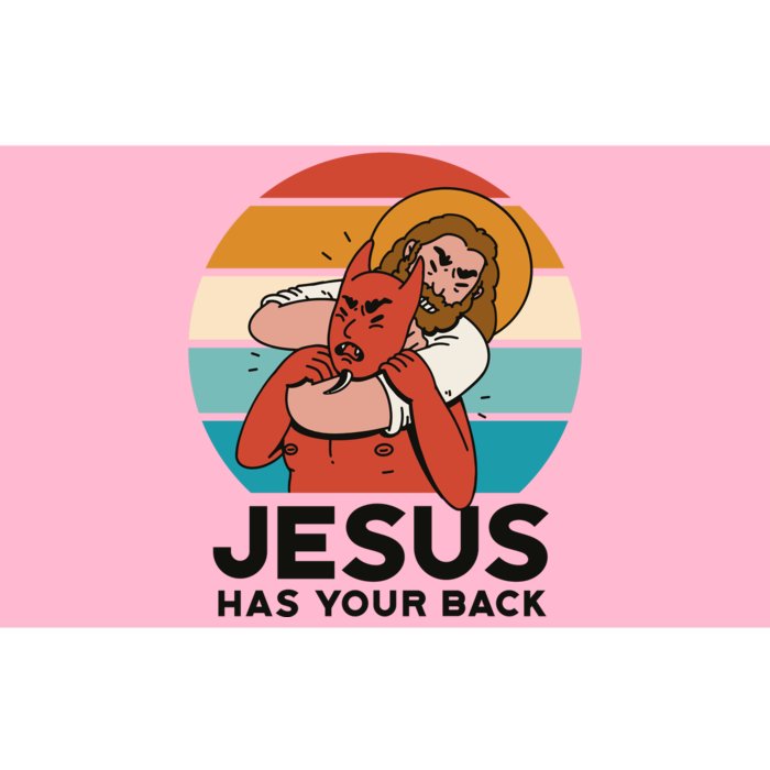 Jesus Has Your Back Fighting Devil Retro Sunset Bumper Sticker