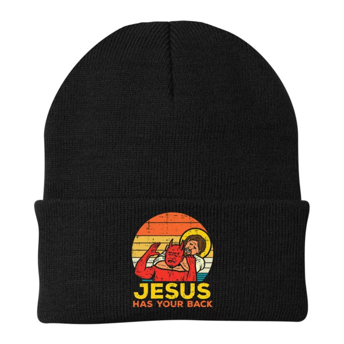 Jesus Has Your Back Jiu Jitsu Retro Christian Knit Cap Winter Beanie