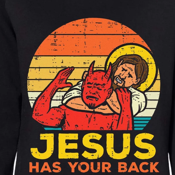 Jesus Has Your Back Jiu Jitsu Retro Christian Womens California Wash Sweatshirt