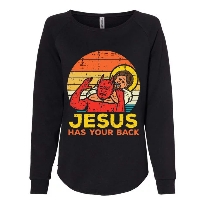 Jesus Has Your Back Jiu Jitsu Retro Christian Womens California Wash Sweatshirt