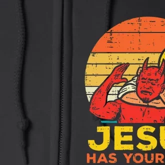 Jesus Has Your Back Jiu Jitsu Retro Christian Full Zip Hoodie