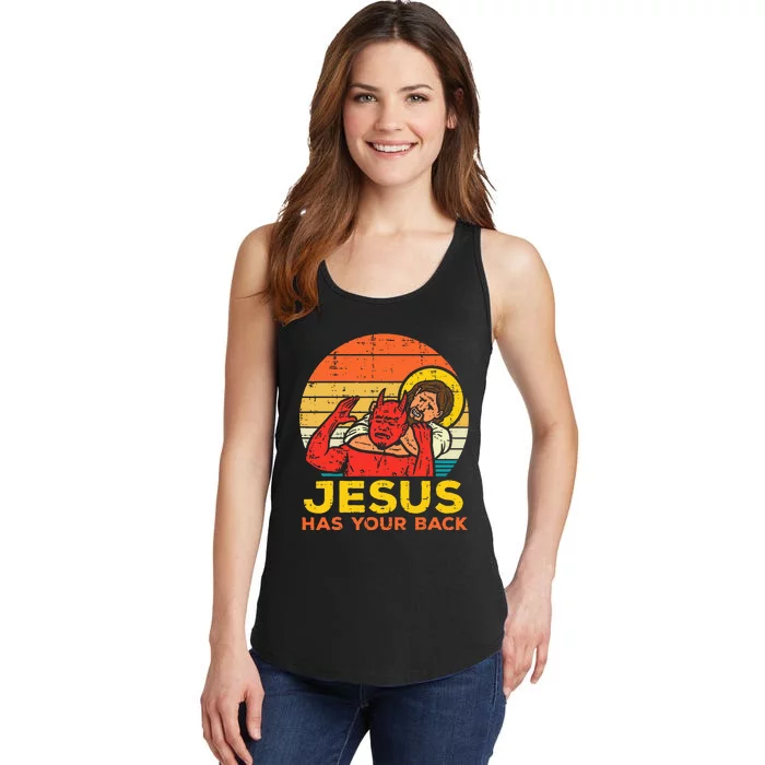 Jesus Has Your Back Jiu Jitsu Retro Christian Ladies Essential Tank