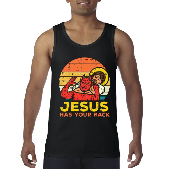 Jesus Has Your Back Jiu Jitsu Retro Christian Tank Top