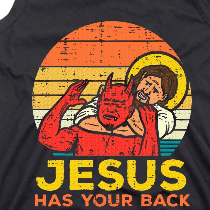 Jesus Has Your Back Jiu Jitsu Retro Christian Tank Top