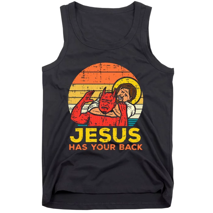 Jesus Has Your Back Jiu Jitsu Retro Christian Tank Top