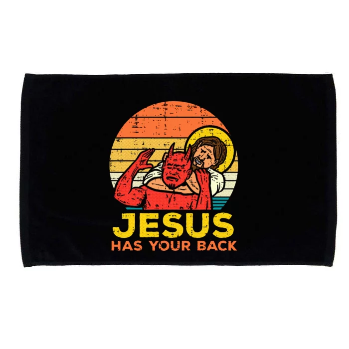 Jesus Has Your Back Jiu Jitsu Retro Christian Microfiber Hand Towel