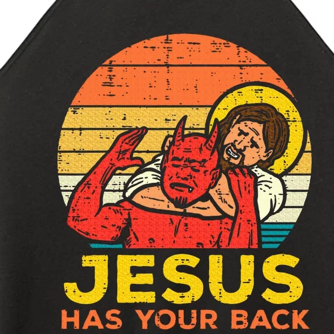 Jesus Has Your Back Jiu Jitsu Retro Christian Women’s Perfect Tri Rocker Tank