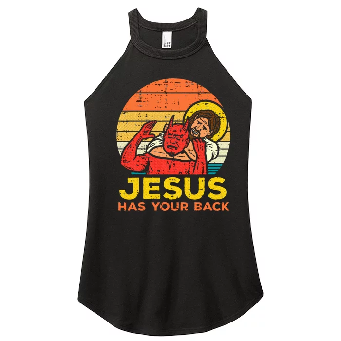 Jesus Has Your Back Jiu Jitsu Retro Christian Women’s Perfect Tri Rocker Tank