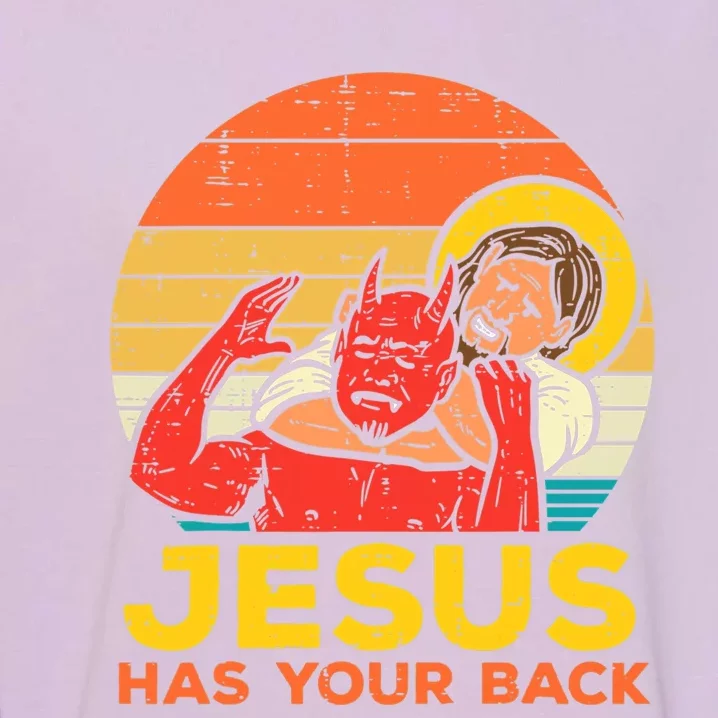 Jesus Has Your Back Jiu Jitsu Retro Christian Women Garment-Dyed Sweatshirt