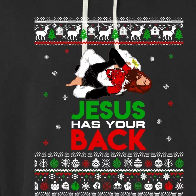 Jesus Has Your Back Ugly Christmas Sweater Christmas Cute Gift Garment-Dyed Fleece Hoodie