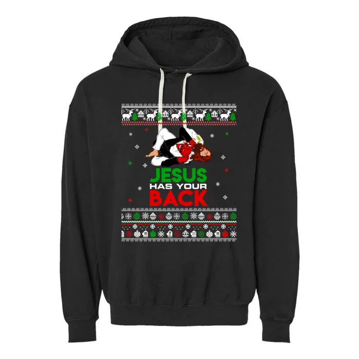 Jesus Has Your Back Ugly Christmas Sweater Christmas Cute Gift Garment-Dyed Fleece Hoodie