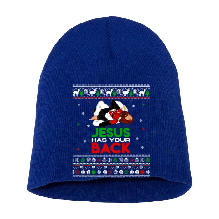 Jesus Has Your Back Ugly Christmas Sweater Christmas Cute Gift Short Acrylic Beanie