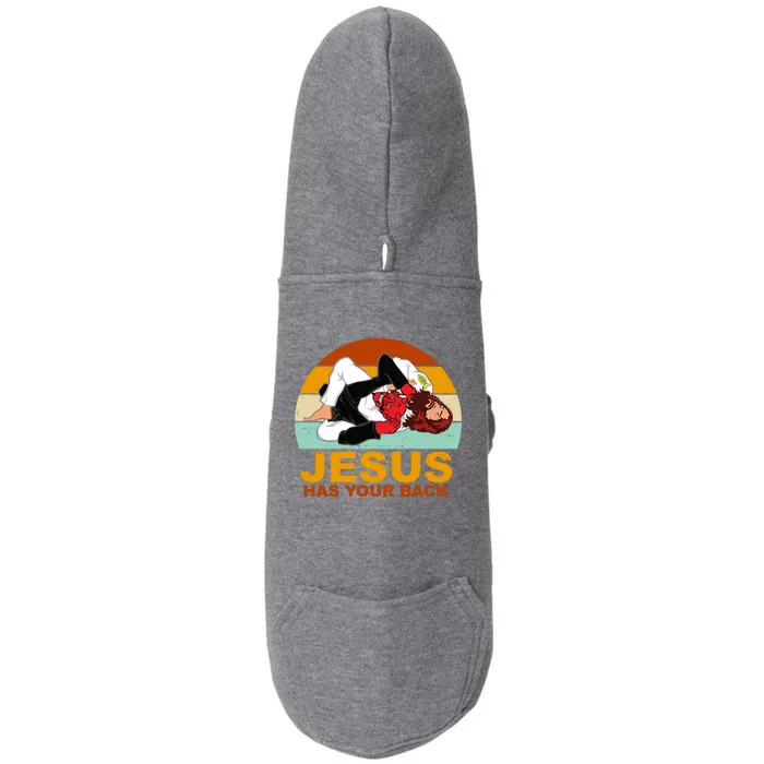 Jesus Has Your Back Fighting Devil Doggie 3-End Fleece Hoodie