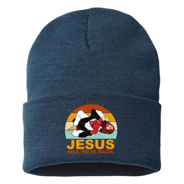 Jesus Has Your Back Fighting Devil Sustainable Knit Beanie