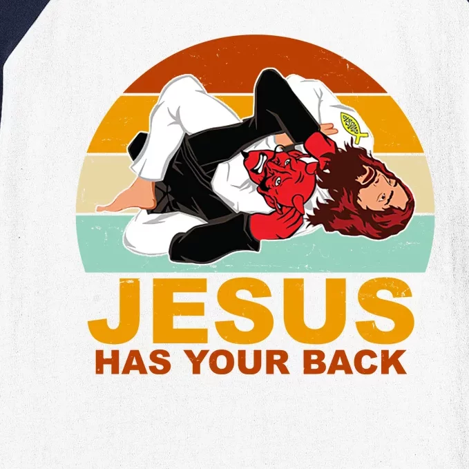 Jesus Has Your Back Fighting Devil Baseball Sleeve Shirt