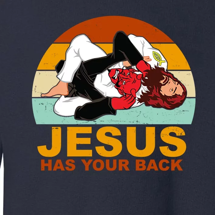 Jesus Has Your Back Fighting Devil Toddler Sweatshirt