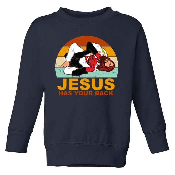 Jesus Has Your Back Fighting Devil Toddler Sweatshirt