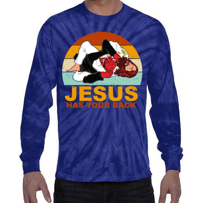 Jesus Has Your Back Fighting Devil Tie-Dye Long Sleeve Shirt