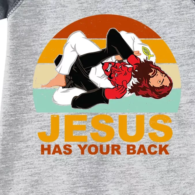 Jesus Has Your Back Fighting Devil Infant Baby Jersey Bodysuit