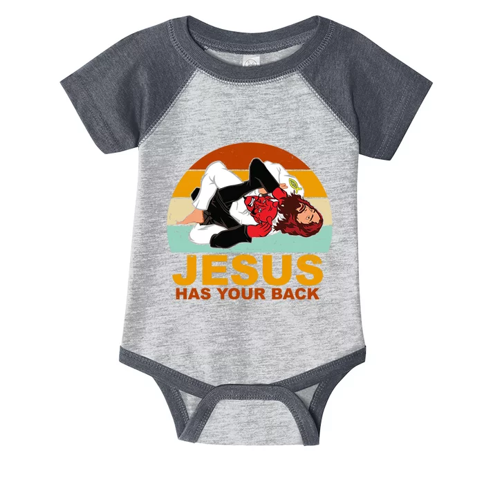 Jesus Has Your Back Fighting Devil Infant Baby Jersey Bodysuit