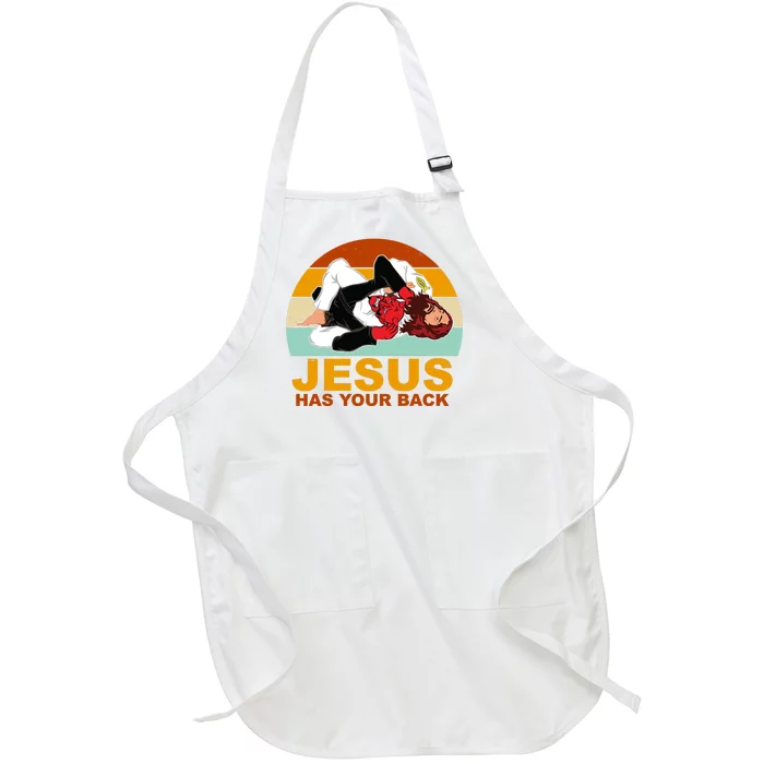 Jesus Has Your Back Fighting Devil Full-Length Apron With Pocket