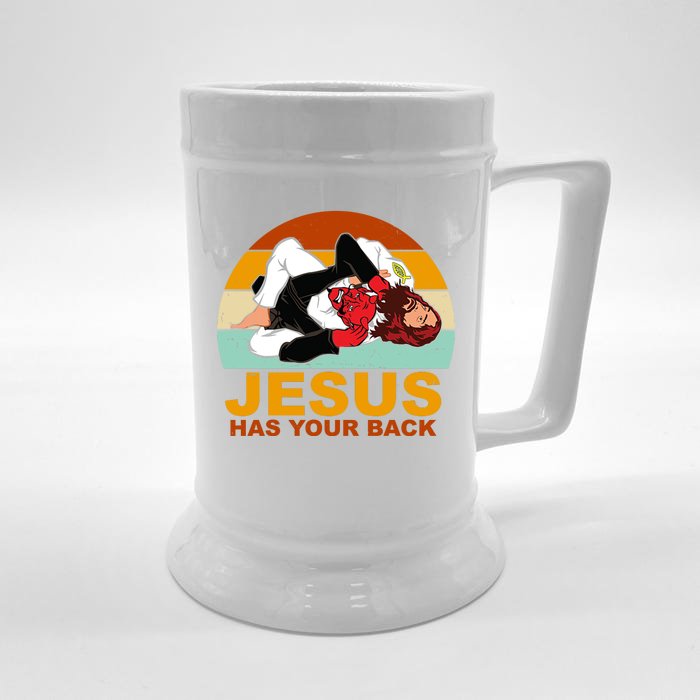 Jesus Has Your Back Fighting Devil Front & Back Beer Stein