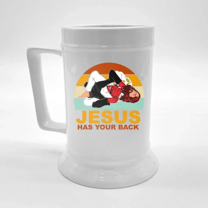 Jesus Has Your Back Fighting Devil Front & Back Beer Stein