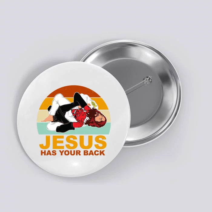 Jesus Has Your Back Fighting Devil Button