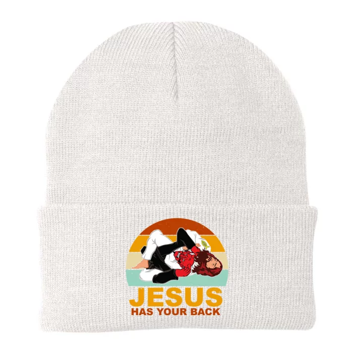 Jesus Has Your Back Fighting Devil Knit Cap Winter Beanie