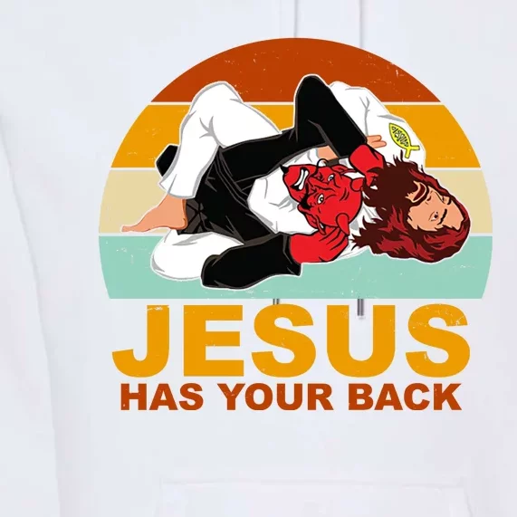 Jesus Has Your Back Fighting Devil Premium Hoodie