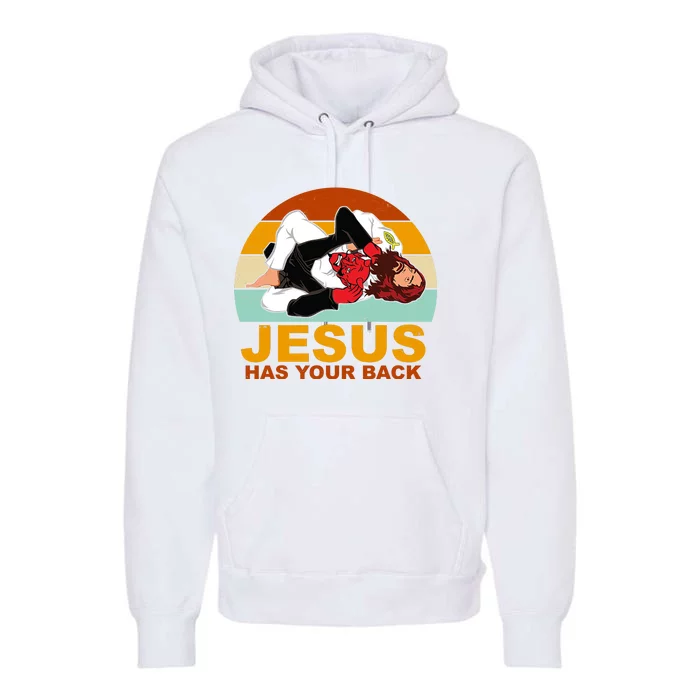 Jesus Has Your Back Fighting Devil Premium Hoodie