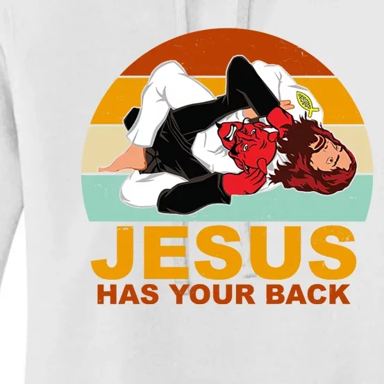 Jesus Has Your Back Fighting Devil Women's Pullover Hoodie