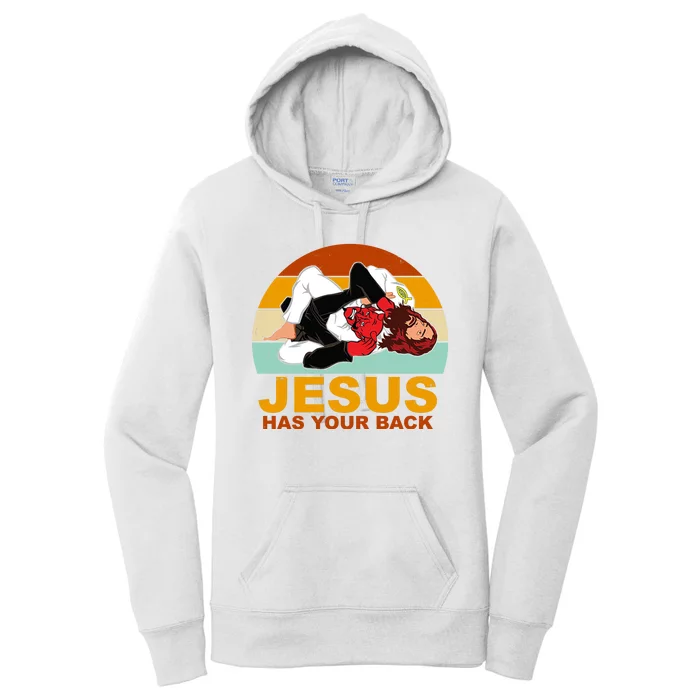 Jesus Has Your Back Fighting Devil Women's Pullover Hoodie