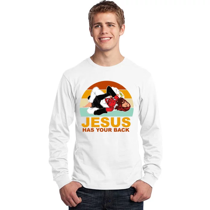 Jesus Has Your Back Fighting Devil Tall Long Sleeve T-Shirt