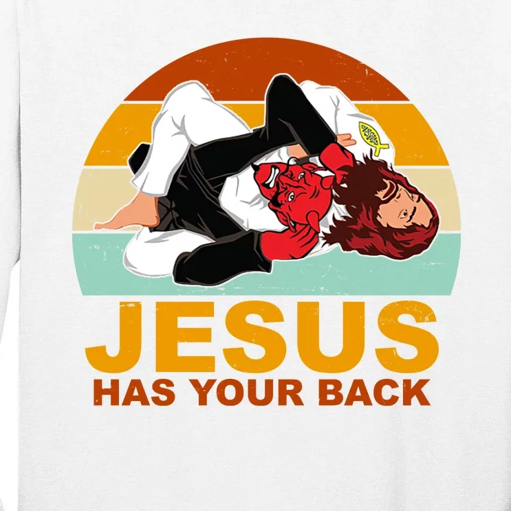 Jesus Has Your Back Fighting Devil Tall Long Sleeve T-Shirt