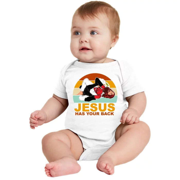 Jesus Has Your Back Fighting Devil Baby Bodysuit