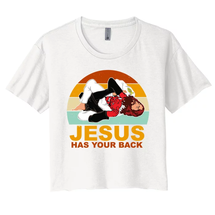 Jesus Has Your Back Fighting Devil Women's Crop Top Tee