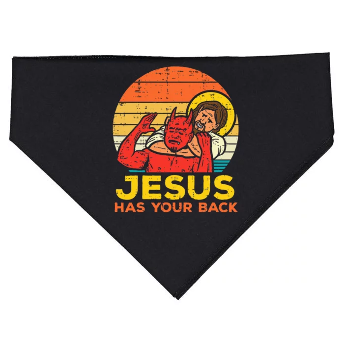 Jesus Has Your Back Jiu Jitsu Retro Christian USA-Made Doggie Bandana