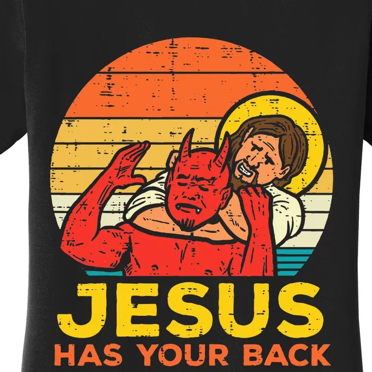 Jesus Has Your Back Jiu Jitsu Retro Christian Women's T-Shirt