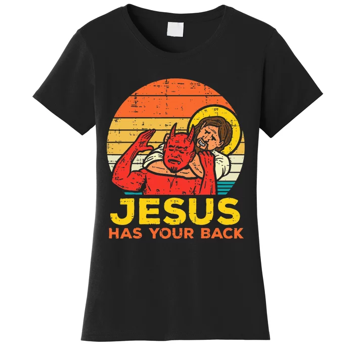 Jesus Has Your Back Jiu Jitsu Retro Christian Women's T-Shirt