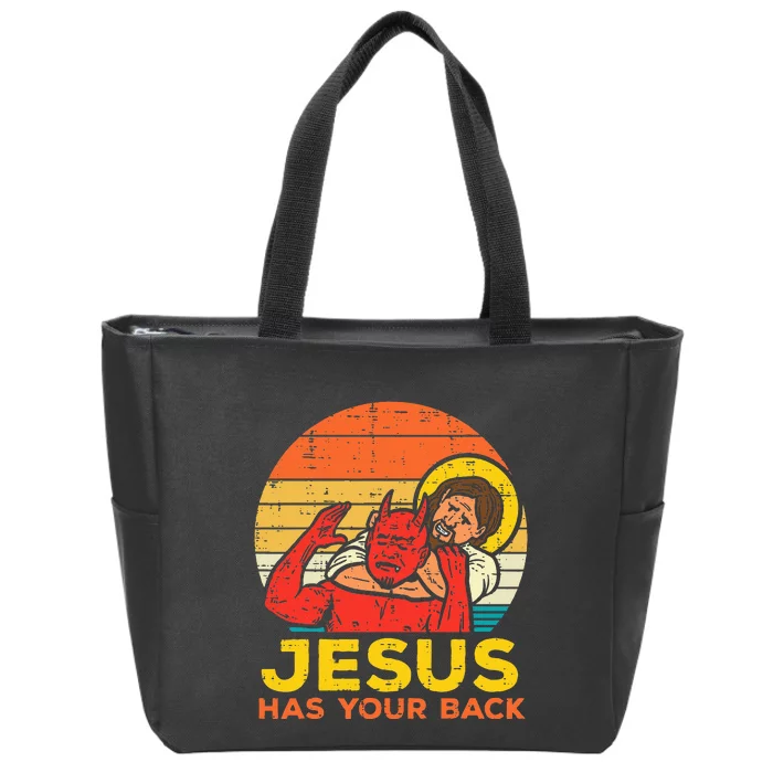 Jesus Has Your Back Jiu Jitsu Retro Christian Zip Tote Bag