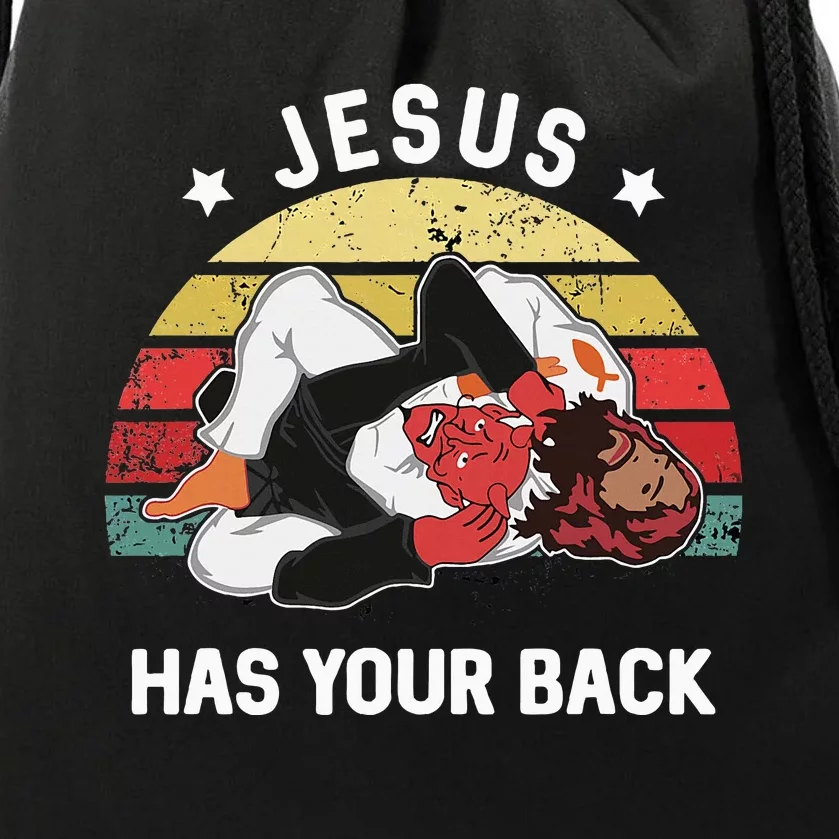 Jesus Has Your Back Jiu Jitsu Christian Drawstring Bag